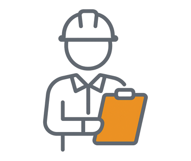 Ícone de engenheiro segurando prancheta.