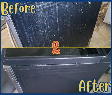 Before and after side of stove