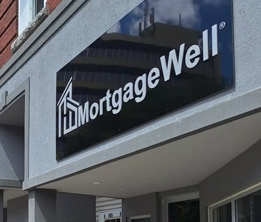 Mortgage broker sign for MortgageWell office in downtown Cornwall Ontario