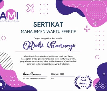 Sertifikat Manajemen Waktu Efektif
