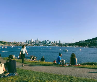 Gas Works Park in Seattle, Washington overlooking Lake Union and Seattle