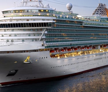 Tourists Cruise ship in Benin Port