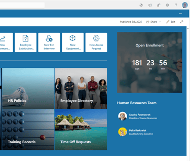 HRMS Site built on SharePoint and Office 365