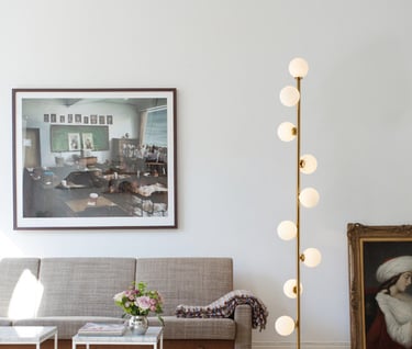MNK-FL164 Floor Lamp, LED Floor Lamp, Contemporary Modern Matte Glass Ball Lamp with 9 Lights