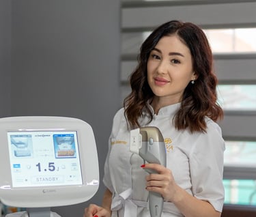 a woman in a white shirt is holding a hair dryer