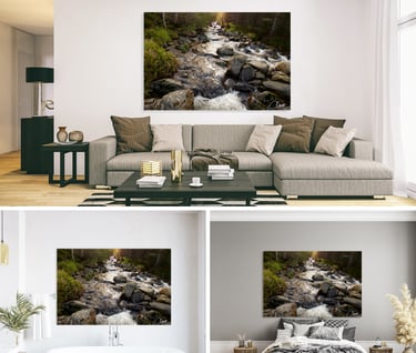 Canvas Print of river on wall in livingroom, bedroom and bathrooom wall 