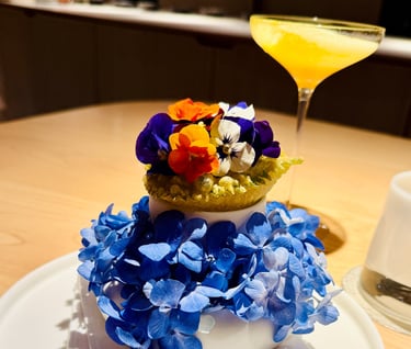 Somni's edible art "Shiso puff tartare"