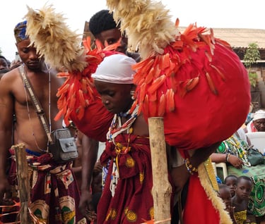 A young Beninese Voodoo Adept in Trance during the Voodoo Festival in Benin