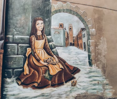 Murales mura Sanludecio, arte, cultura, entroterra provincia di rimini