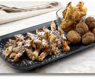 Biscottini di pasta sfoglia con marmellata e noci ricetta