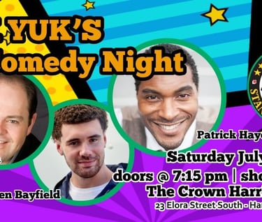 Yuk Yuk's finest comedians are coming to the Crown Harriston for an hilarious evening of live comedy