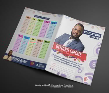 a designed and printed exercise book