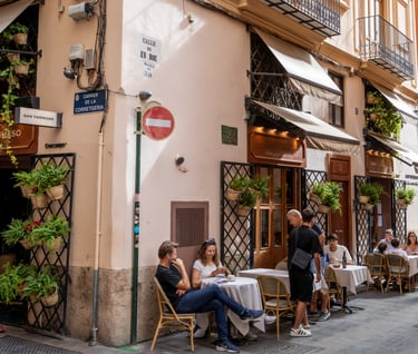 People enjoying a coffee in Valencia