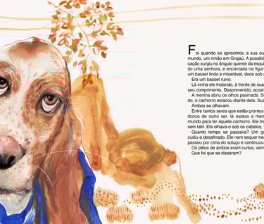 Ilustração com técnicas artesanais de aquarela, acrílica para o conto Tentação da Clarice Lispector