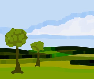 a landscape with trees and a sky background