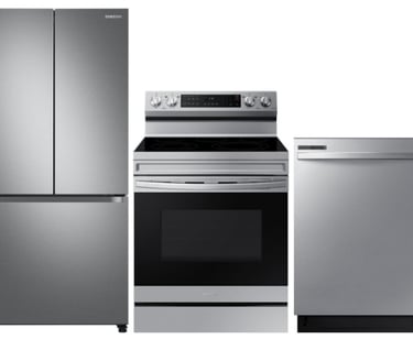 Stainless steel appliances: fridge, stove and dishwashe