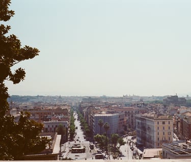 City of Rome from a balcony in the summer