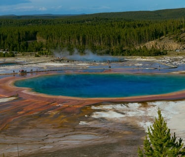 Grand Prismatic Springs overlook at Yellowstone National Park in Wyoming