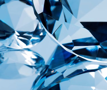 a close up of a blue crystal crystal glass sculpture