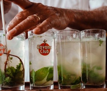 Bartender making Mojitos
