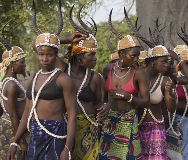 Koutammakou Women with their traditional hats in Togo