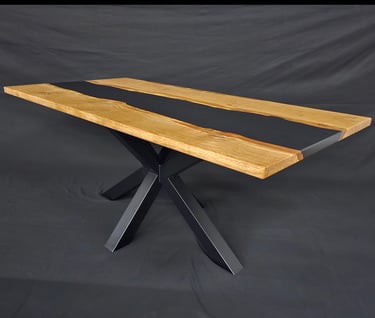 White Oak Resin Table angle view