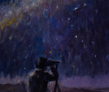 a painting of a man sitting on a chair