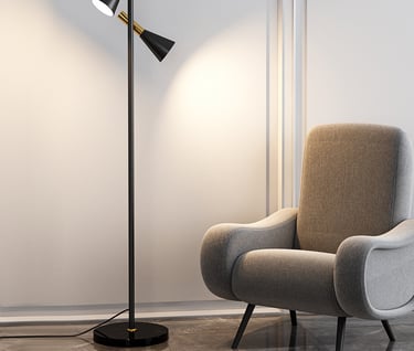 MNK-FL133 two heads spot led floor lamp black and gold floor light
