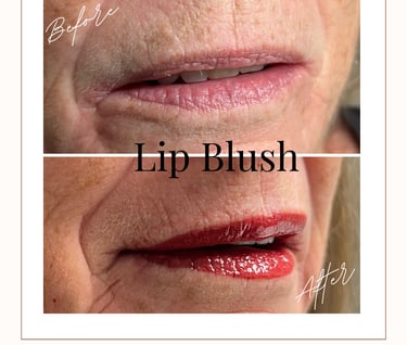 a woman's permanent cosmetics lip blush