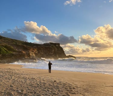 watching the sunset on the beach