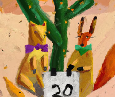 a cactus plant in a vase with a number twenty on it