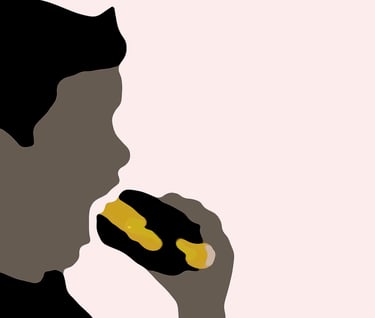 a child eating an hamburger