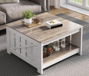 Square Wood Modern Rustic Coffee Table