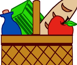 drawing of basket of food