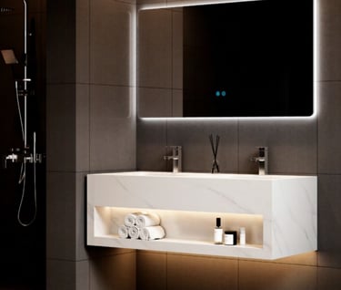 Sintered stone vanity countertop