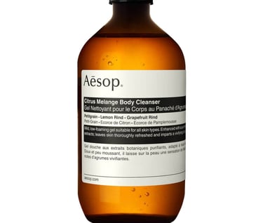 a bottle of aesop body cleanser