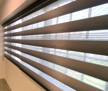 a window with combi blinds in a room