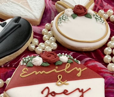 wedding cookies; floral cookies; bridal shower cookies