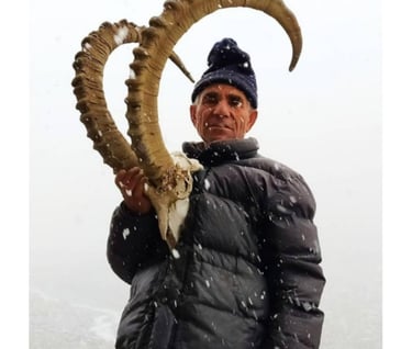 Sifat Shah with ibex horn ibex hunting