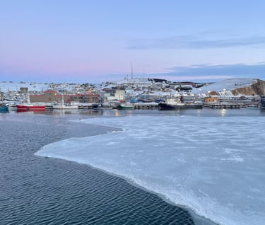 Le quai de Cap-aux-Meules l'hiver