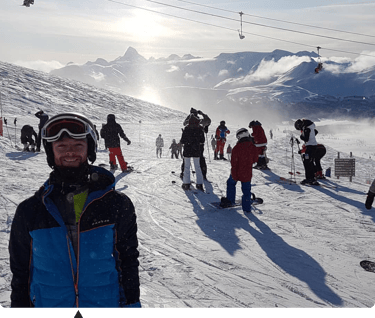 John, my client in his element on the slopes.