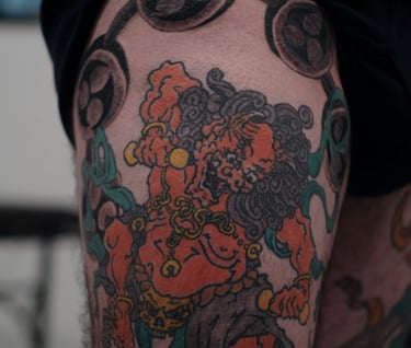 japanese tattoo oni deamon fujin raijin 