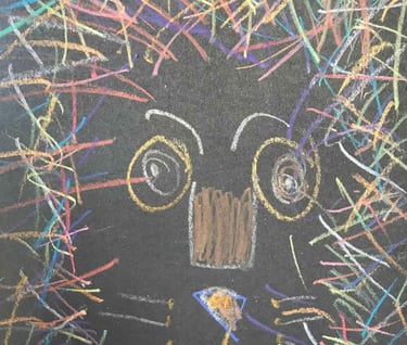 drawing of a colorful lion