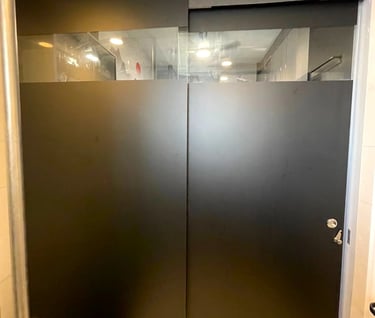 Blackout film on glass door