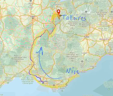 Travel from Nice to Talloires France