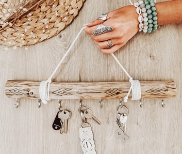 boho girl hand holding key organizer