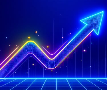 Illustration of an arrow and ascending graph symbolizing progress and business growth.