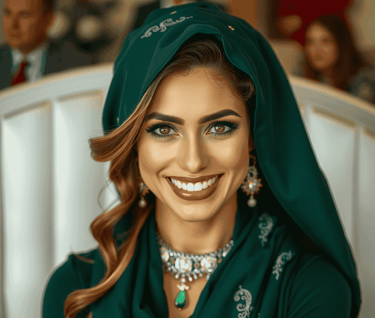 Beautiful woman dressed in green