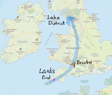 Travel from Lands End to the Lake District