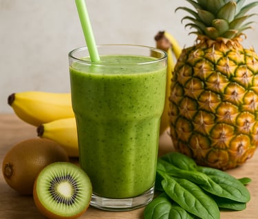 a pineapple juice with a pineapple and kiwis